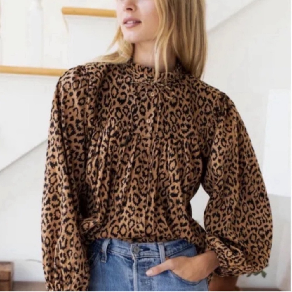 India Collection by Emerson Fry Animal Print Tie Neck